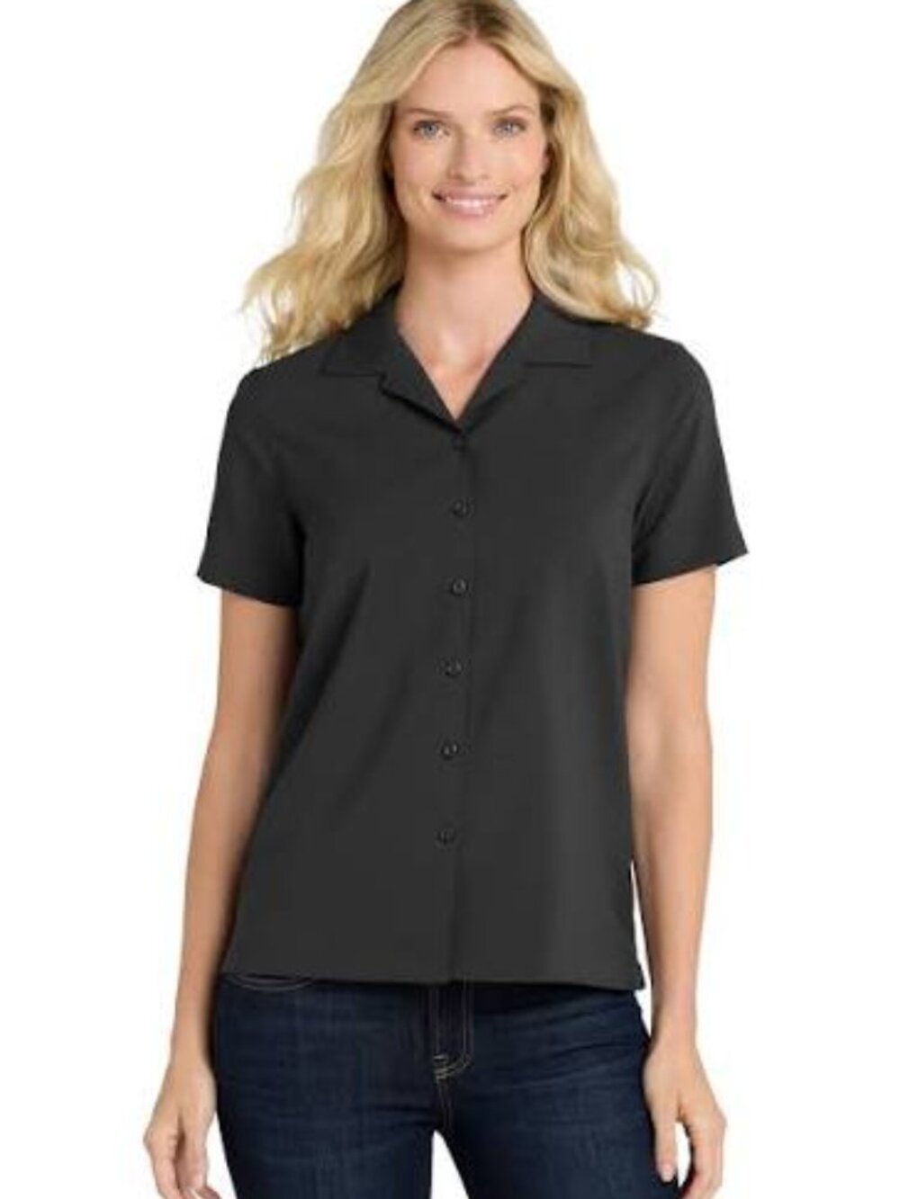 Port Authority Womens Short Sleeve Button Down Shirt New